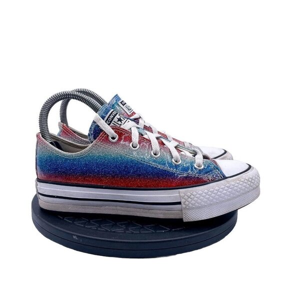 Converse CTAS Eva Lift OX Girls Size 3 Glitter Lace Up Low Sneaker Shoes - Picture 1 of 9